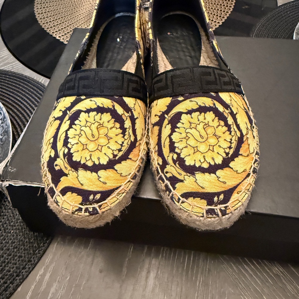 Versace Yellow And Black Patterned Espadrilles - image 1